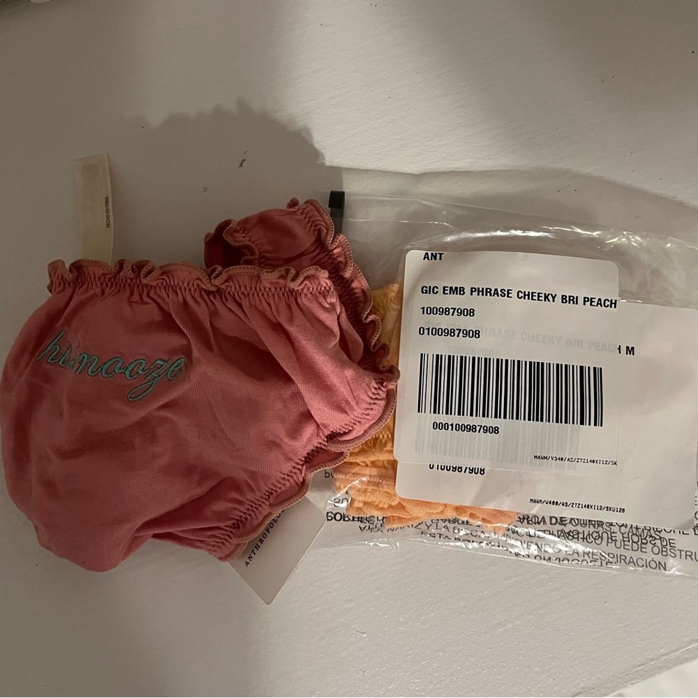 2 Anthropologie LyreBird Embroidered Thongs SZ Med Pink & Peach NWT Underwear - Picture 6 of 6